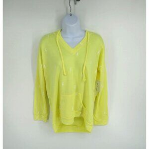 Theo & Spence Women's Small Yellow V-Neck Lightweight Pullover Hoodie NWT $68
